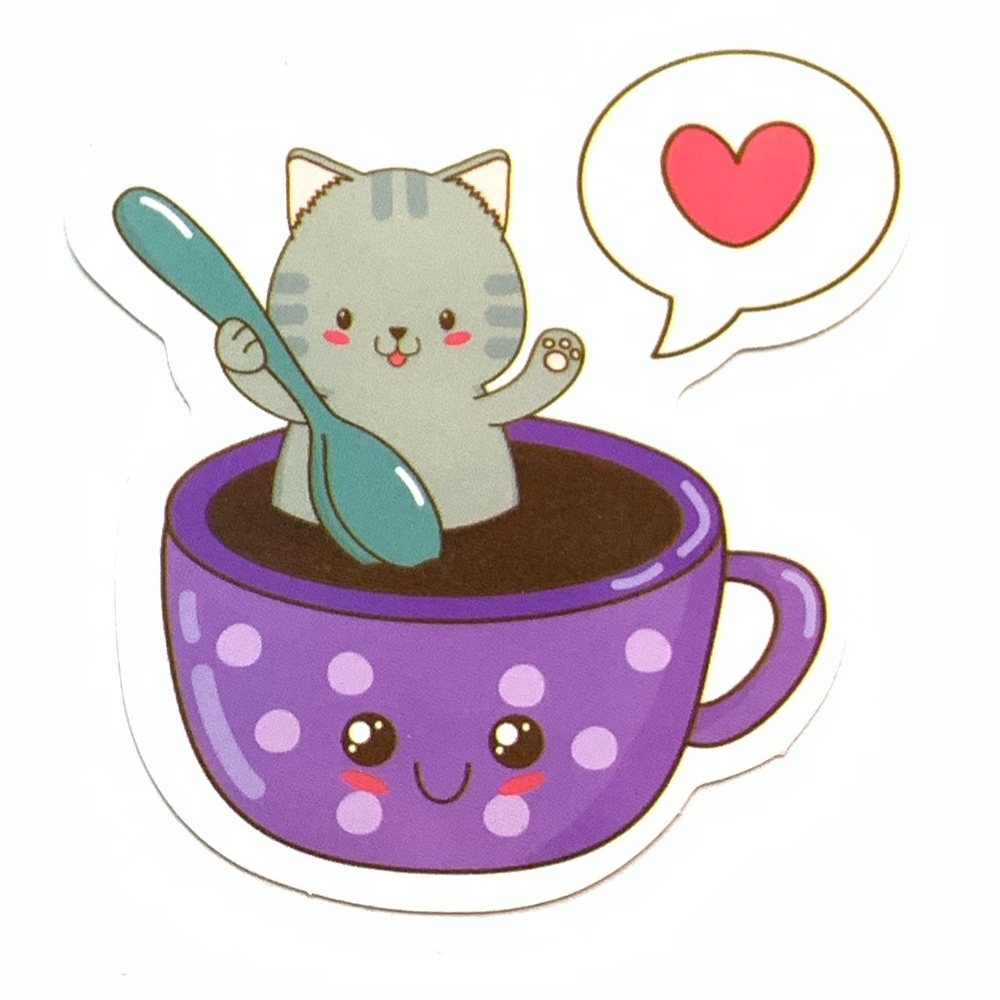 Cat Coffee Vinyl Sticker
